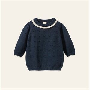 Nature Baby Long Sleeve Navy Pointelle Maeve Tee Size 2Y New With Tags